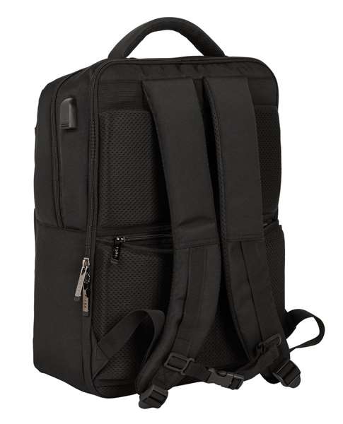 Safta Sac à dos portable 15,6 pouces avec chargeur USB, 2 compartiments, 31 x 44 x 13 cm, Noir
