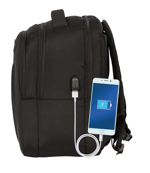 Safta Sacoche ordinateur portable 15.6 pouces, 14.1 pouces et tablette 9.7 pouces avec chargeur USB Business Black, 31 x 45 x 23 cm