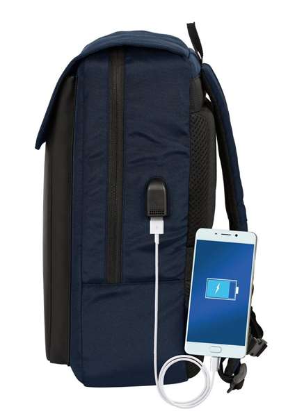 Safta Business Sac à dos portatif avec solapé, port USB et compartiment pour ordinateur portable 13,3 pouces, bleu foncé, 29x39x12 cm