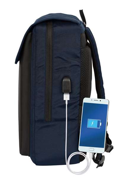 Safta Business Sac à dos portatif avec solapé, port USB et compartiment pour ordinateur portable 13,3 pouces, bleu foncé, 29x39x12 cm
