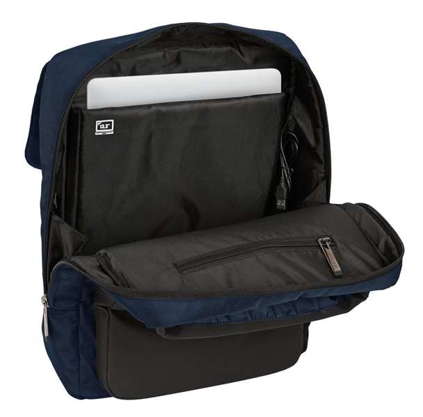 Safta Business Sac à dos portatif avec solapé, port USB et compartiment pour ordinateur portable 13,3 pouces, bleu foncé, 29x39x12 cm