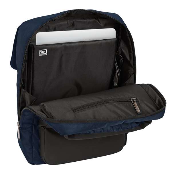 Safta Business Sac à dos portatif avec solapé, port USB et compartiment pour ordinateur portable 13,3 pouces, bleu foncé, 29x39x12 cm