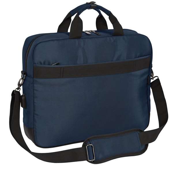 Safta Maletin Business Dark Blue, Sacoche Ordinateur 15,6 Pouces et Tablet avec USB, 41 x 33 x 9 cm, Nylon 900D et Cuir PVC