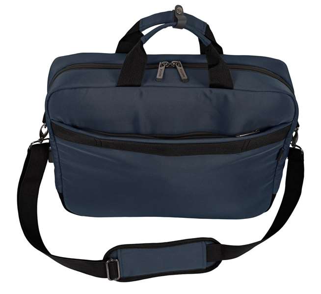 Safta Maletin Business Dark Blue, Sacoche Ordinateur 15,6 Pouces et Tablet avec USB, 41 x 33 x 9 cm, Nylon 900D et Cuir PVC