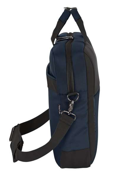 Safta Maletin Business Dark Blue, Sacoche Ordinateur 15,6 Pouces et Tablet avec USB, 41 x 33 x 9 cm, Nylon 900D et Cuir PVC