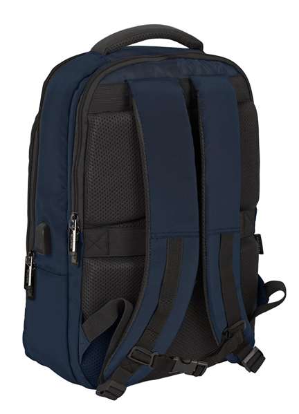 Safta Sac à dos portable 15,6" pour PC et tablette avec port USB et charge intégrée, Dark Blue, 29x44x15 cm, tissu nylon 900D