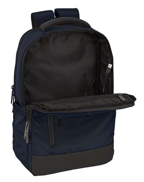 Safta Sac à dos portable 15,6" pour PC et tablette avec port USB et charge intégrée, Dark Blue, 29x44x15 cm, tissu nylon 900D