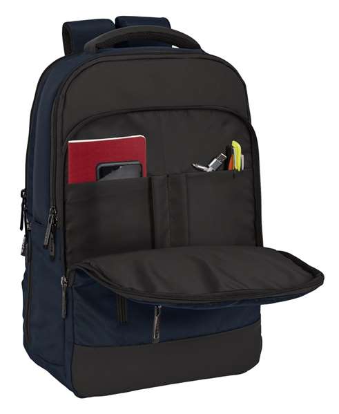 Safta Sac à dos portable 15,6" pour PC et tablette avec port USB et charge intégrée, Dark Blue, 29x44x15 cm, tissu nylon 900D