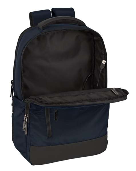Safta Sac à dos portable 15,6" pour PC et tablette avec port USB et charge intégrée, Dark Blue, 29x44x15 cm, tissu nylon 900D