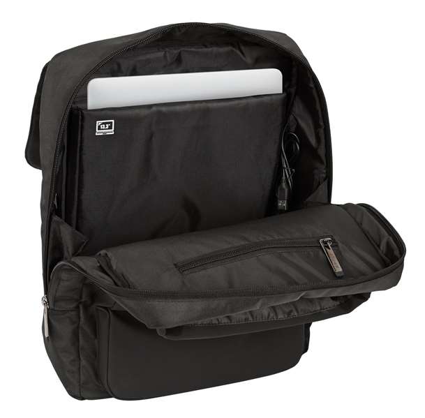 Safta Business Grey Sac à dos Portable 13,3" avec Port de Charge USB, 29 x 39 x 12 cm, en Nylon et Cuir PVC