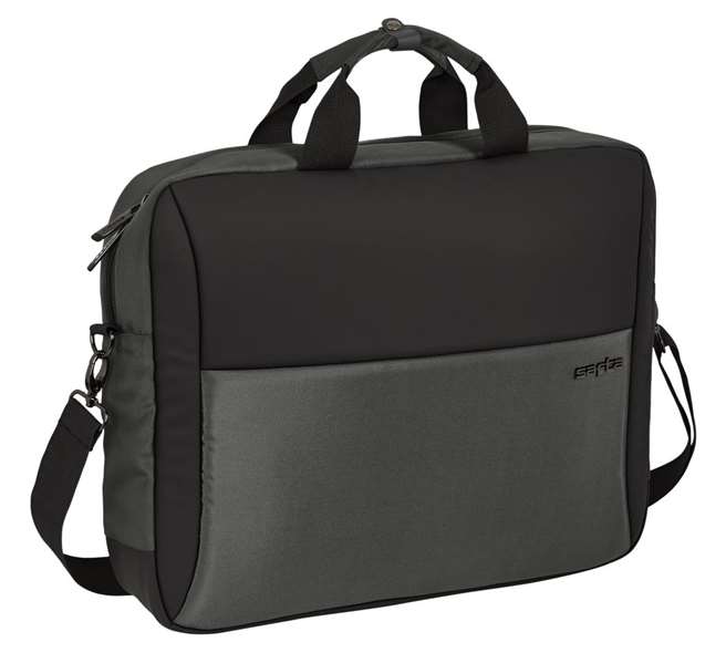 Safta Business - Mallette ordinateur portable 15,6 pouces et tablette en nylon 900D cuir PVC, gris, 41 x 33 x 9 cm, avec USB