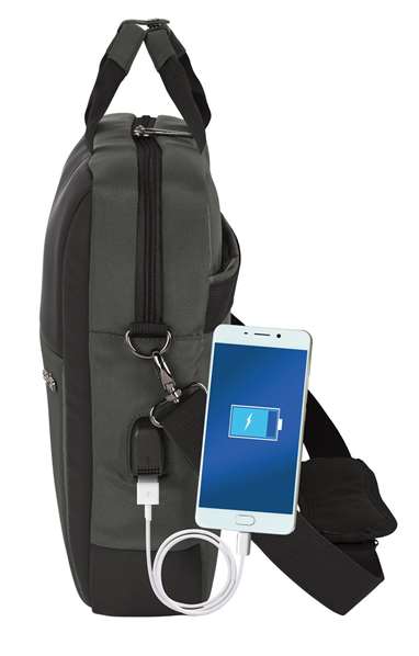 Safta Business - Mallette ordinateur portable 15,6 pouces et tablette en nylon 900D cuir PVC, gris, 41 x 33 x 9 cm, avec USB