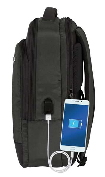 Safta Safta Business Sac à dos portable ordinateur 15,6" + tablette + USB, gris, 29x44x15 cm, nylon 900D et similicuir PVC, REACH
