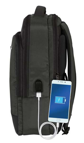 Safta Safta Business Sac à dos portable ordinateur 15,6" + tablette + USB, gris, 29x44x15 cm, nylon 900D et similicuir PVC, REACH