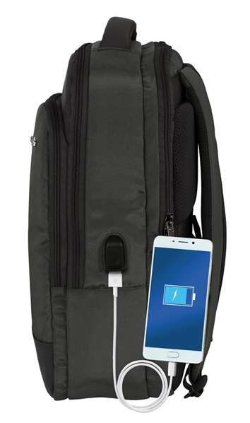 Safta Safta Business Sac à dos portable ordinateur 15,6" + tablette + USB, gris, 29x44x15 cm, nylon 900D et similicuir PVC, REACH