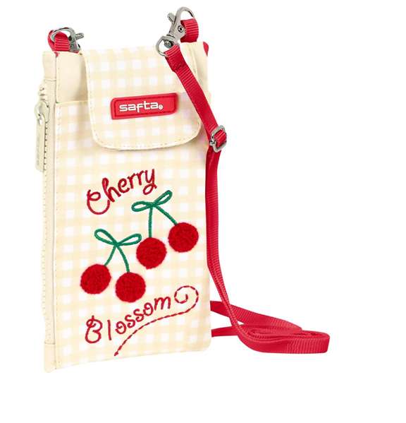 Safta Monedero portamovil "Cherry" 10x19 cm - Porte-monnaie et porte-téléphone, 300D polyester, couleur beige