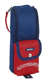 Safta Portatodo University avec asa - Porte-tout pour fournitures, dimensions 6 x 21 x 6 cm, 600D polyester, âge recommandé 3 ans, bleu marine et rouge