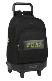 Safta Sac à dos grand avec roues compact extérieur simple "Surf" 33 x 45 x 22 cm, 600D polyester, noir