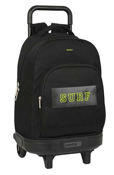 Safta Sac à dos grand avec roues compact extérieur simple "Surf" 33 x 45 x 22 cm, 600D polyester, noir Safta Sac à dos grand avec roues compact extérieur simple "Surf" 33 x 45 x 22 cm, 600D polyester, noir