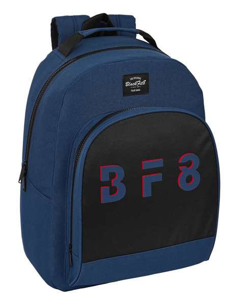 Safta Mochila adapt.carro reciclado blackfit8 "Urban" 32x42x15cm - Sac à dos adaptable au chariot, polyester recyclé 600D et nylon, noir et bleu marine
