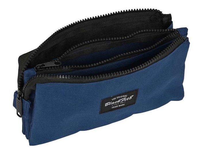 Safta Blackfit8 Porte-tout triple recyclé Urban, polyester 600D et nylon, dimensions 22x12x3 cm, couleur noir et bleu marine