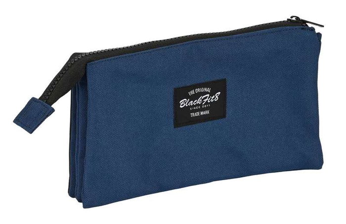 Safta Blackfit8 Porte-tout triple recyclé Urban, polyester 600D et nylon, dimensions 22x12x3 cm, couleur noir et bleu marine