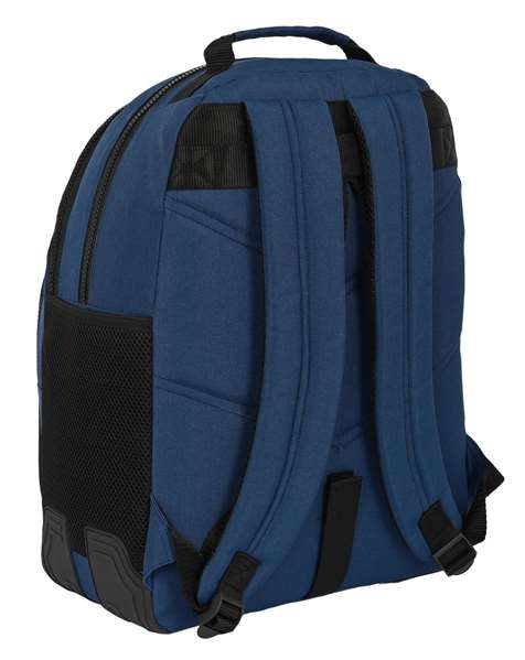 Safta Blackfit8 Mochila double adaptable au chariot recyclée "Urban", Polyester 600D + Nylon, Noir et bleu marine, 32 x 42 x 15 cm