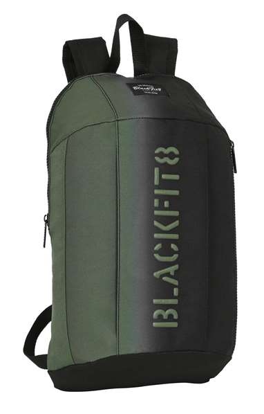Safta Mini Mochila Blackfit8 "Gradient" - Mochila verticale à fermeture éclair recyclée, 22 x 39 x 10 cm, Noire
