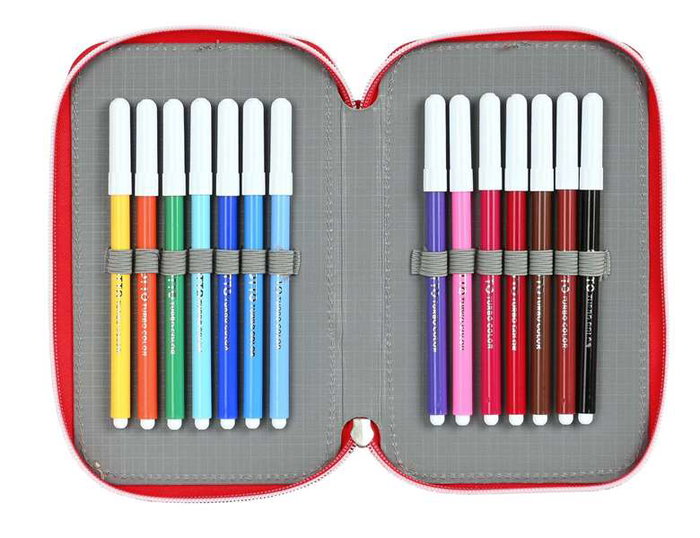 Safta Plumier Double Poche 28 Pièces Thème FC Séville - Trousse Scolaire 12,5 x 19,5 x 4 cm