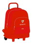 Safta Sac à dos grand avec roues compact extra simple Sevilla FC 33x45x22cm, 600D Polyester + 900D Nylon/PU, Rouge