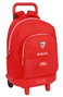 Safta Sac à dos grand avec roues compact extra simple Sevilla FC 33x45x22cm, 600D Polyester + 900D Nylon/PU, Rouge