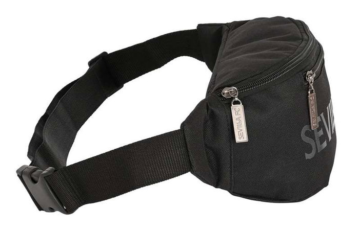 Safta Riñonera Sevilla FC "Teen" - Sac banane officiel pour enfants, dimensions 23 x 12 x 9 cm, en polyester 600D, couleur noire