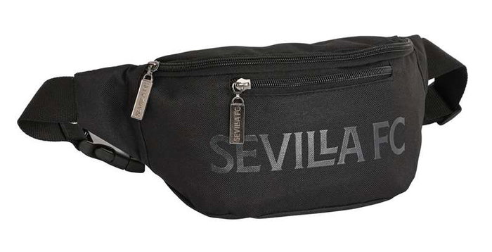 Safta Riñonera Sevilla FC "Teen" - Sac banane officiel pour enfants, dimensions 23 x 12 x 9 cm, en polyester 600D, couleur noire