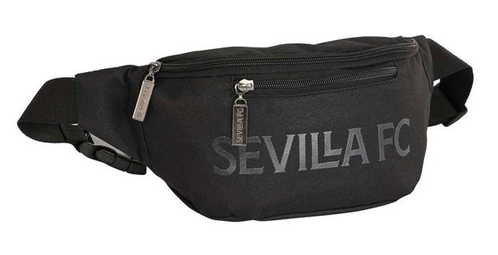 Safta Riñonera Sevilla FC "Teen" - Sac banane officiel pour enfants, dimensions 23 x 12 x 9 cm, en polyester 600D, couleur noire