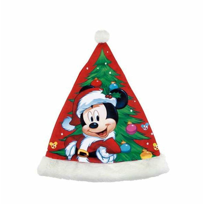 Bonnet de Père Noël Mickey Mouse Bleu Rouge 37 cm Enfant
