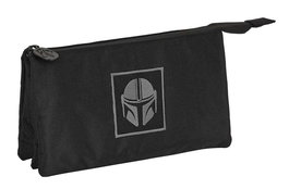 Safta Portatodo Triple The Mandalorian Teen - Sac à dos 3 compartiments pour enfant, polyester 600D, noir, à partir de 3 ans
