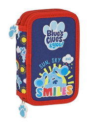 Safta Plumier double poche 28 pièces Blues Clues en polyester 300D et PVC - Coloris bleu marine
