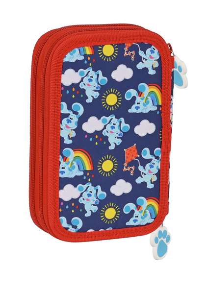 Safta Plumier double poche 28 pièces Blues Clues en polyester 300D et PVC - Coloris bleu marine