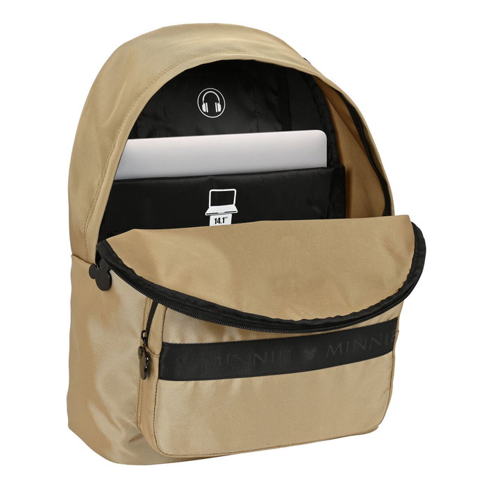 Safta Sac à dos Minnie Mouse Premium pour ordinateur portable 14,1 pouces, beige