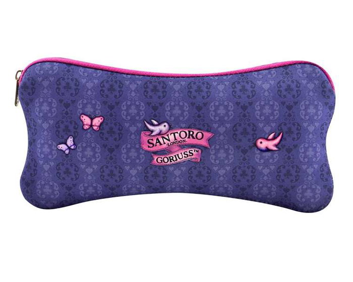 Safta Portatodo Plat en Néoprène Gorjuss "Cheshire Cat" - Pochette pour École, Voyage, Accessoires - 3 Ans et Plus, Polyester, Disponible en Bleu et Violet