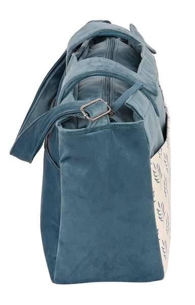 Safta Sac à langer adaptable à la poussette "Leaves", accessoire bébé, 3 ans, vert mer, matière velours REACH