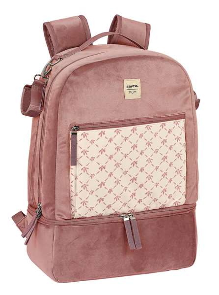 Safta - Sac à dos bébé "Marsala" en velours rose - Accessoires pour bébé - À partir de 3 ans