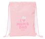 Safta Sac plat junior facile nettoyage "Love" pour maternelle, dimensions 26x34x1 cm, en PU avec REACH, rose, à partir de 36 mois