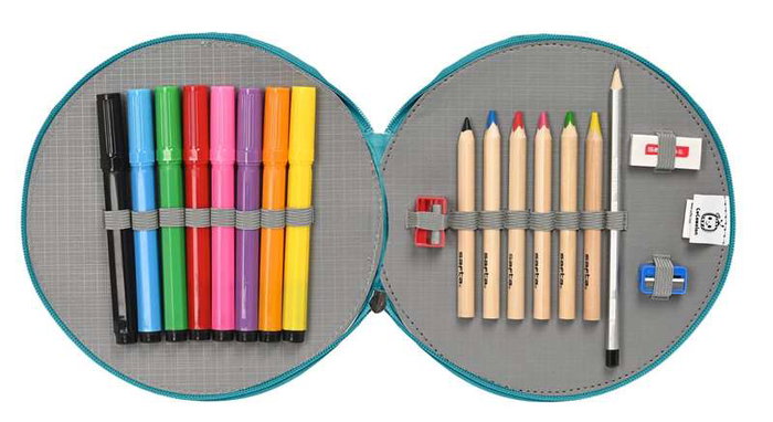 Safta Plumier 18 pièces rond facile à nettoyer Cocomelon Back To Class 21x3,5x - Trousse de crayons avec fermeture zippée pour école, matériel REACH PVC - À partir de 3 ans