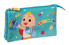 Safta Portatodo triple Cocomelon Back To Class, facile à nettoyer, dimensions 22x12x3 cm, en polyester, coloris assorti, pour enfant à partir de 3 ans