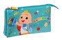 Safta Portatodo triple Cocomelon Back To Class, facile à nettoyer, dimensions 22x12x3 cm, en polyester, coloris assorti, pour enfant à partir de 3 ans