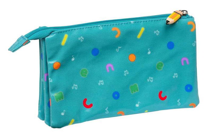 Safta Portatodo triple Cocomelon Back To Class, facile à nettoyer, dimensions 22x12x3 cm, en polyester, coloris assorti, pour enfant à partir de 3 ans