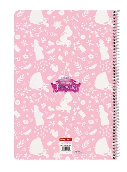 Disney - Cahier format A4 80 pages à couverture rigide - Collection Princeses Magical - Modèle 21,5x31x1 - En espagnol - Couleurs rose et beige