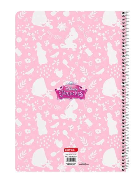 Disney - Cahier format A4 80 pages à couverture rigide - Collection Princeses Magical - Modèle 21,5x31x1 - En espagnol - Couleurs rose et beige