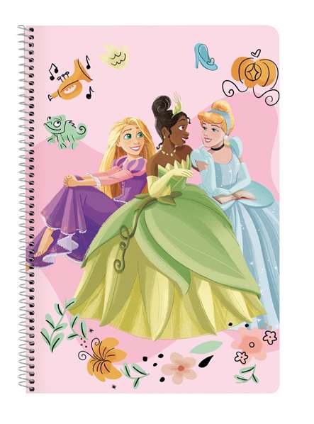 Disney - Cahier format A4 80 pages à couverture rigide - Collection Princeses Magical - Modèle 21,5x31x1 - En espagnol - Couleurs rose et beige
